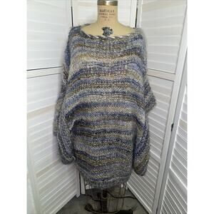 Women's Shanna Poncho Sweater Gray Chunky Knit Polyester Oversized One Size